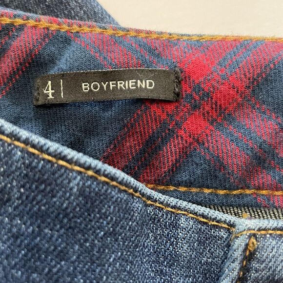 Talbots Jeans Size 4 Blue BOYFRIEND Plaid Patch FLAWLESS FIVE-POCKET NEW - Picture 7 of 12